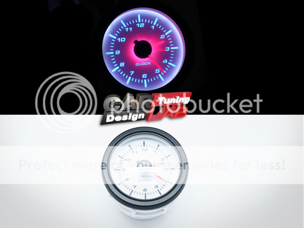 52mm Car Dashboard Clock Analog Truck Gauge Meter White LED Clear